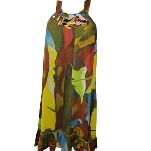 Montek Woman Backless Jewel Tone Haute Dress with Rosettes sz L